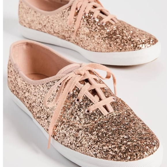 🆕️ Keds Kate Spade Rose Gold Glitter Shoes Size 7 M Women's NIB - Picture 3 of 8